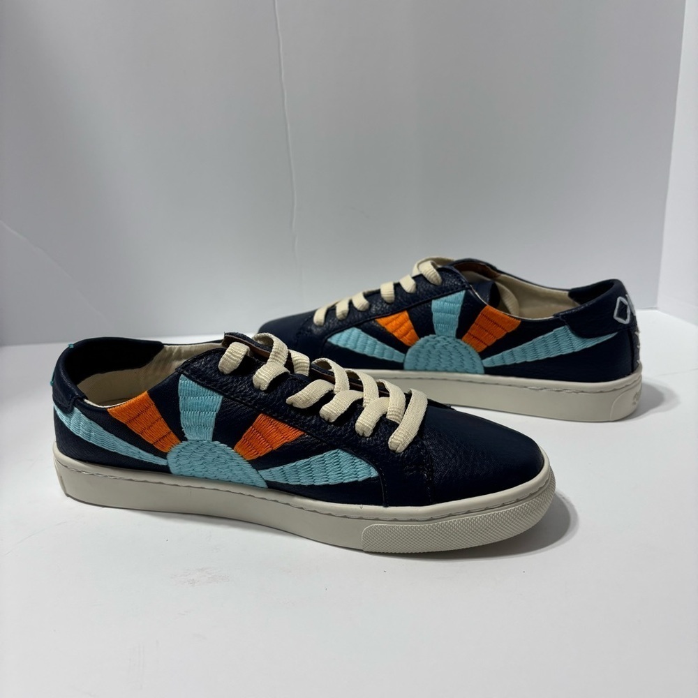 Soludos chill out, rainbow sunset, blue leather sneakers - Picture 2 of 6